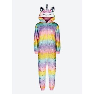 Max & Olivia Big Girls 6X Rainbow Unicorn 1-piece Sleeper Costume